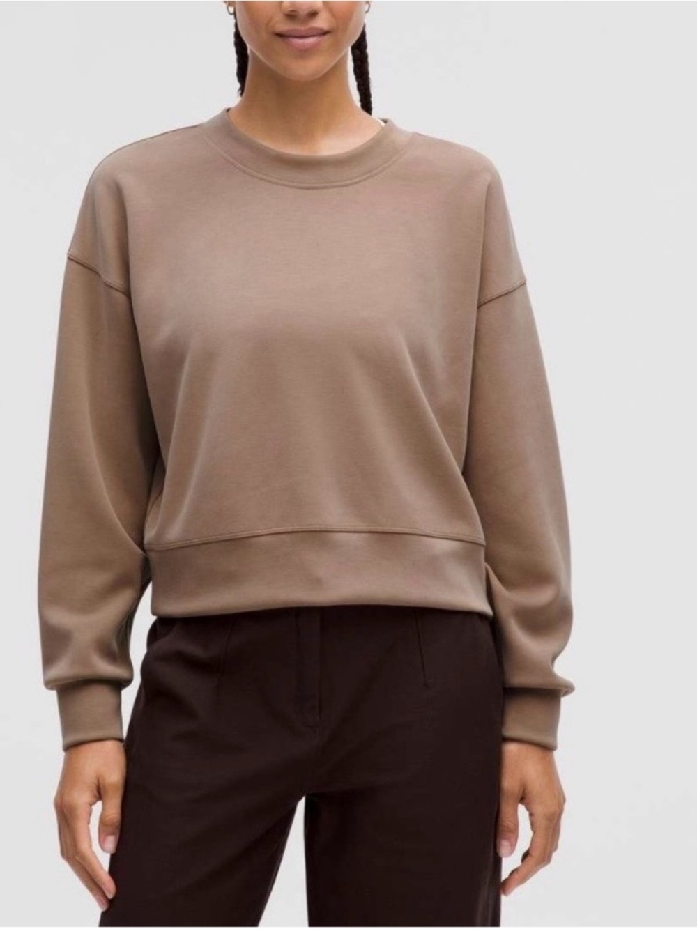 Lululemon Sofstreme Perfectly Oversized Cropped Crew - Taupetastic - Size 4